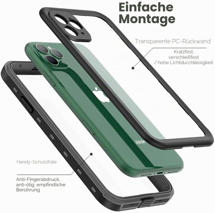AICase wasserdichte Schutzhülle für Apple iPhone 11 Pro, IP68-zertifiziert, 360 °, wasserdicht, stos