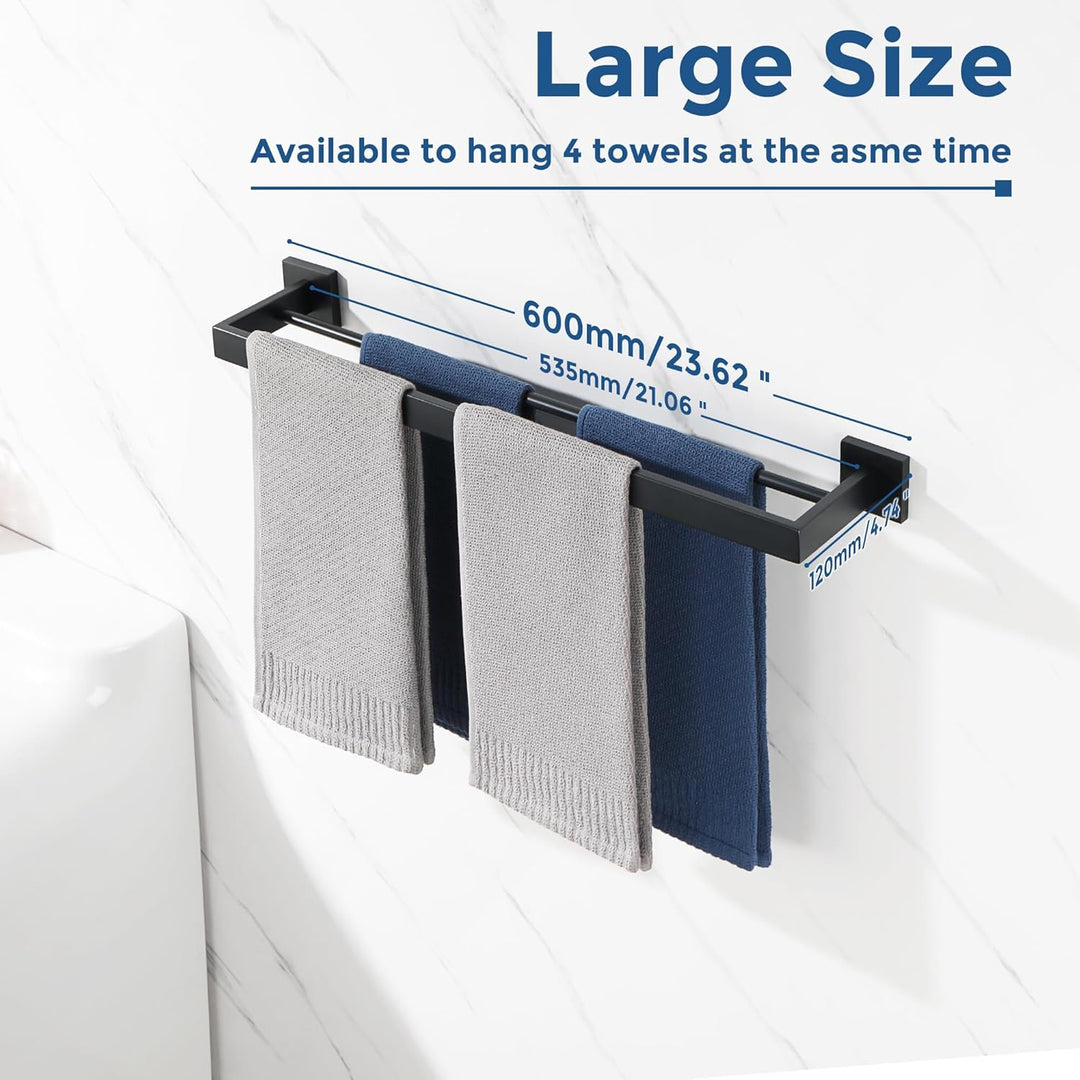 SAYAYO Handtuchhalter Schwarz Gästehandtuchhalter Wandmontage Edelstahl Premium Doppelt Badetuchhalt
