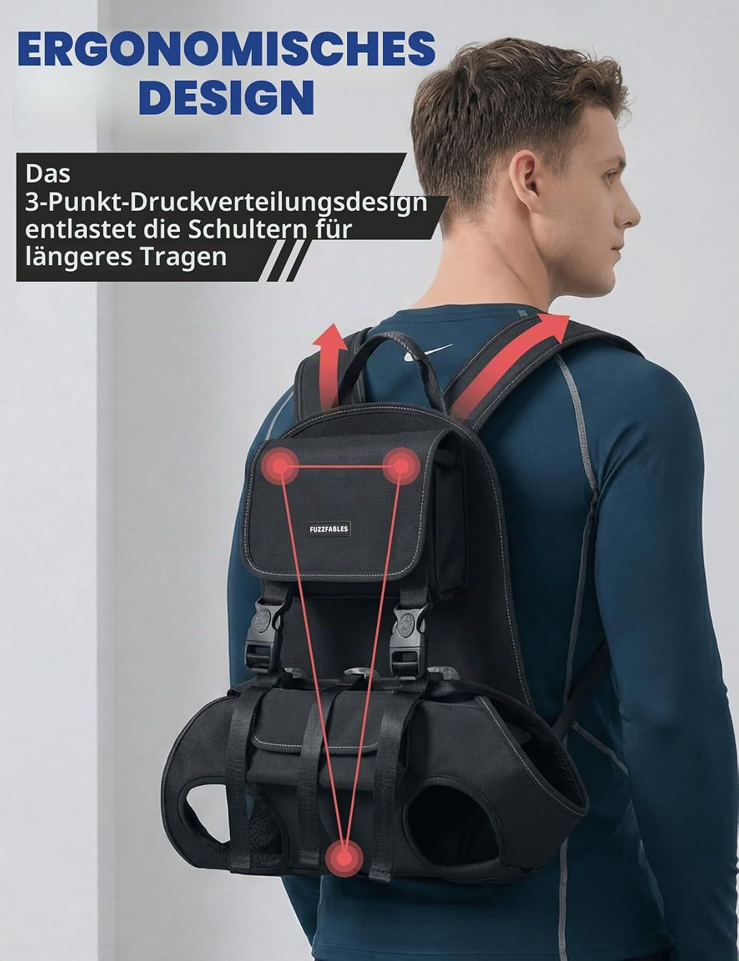Hundetransportrucksack, Hebegurt für kleine Hunde, atmungsaktives Netzgewebe, Bequeme verstellbare G