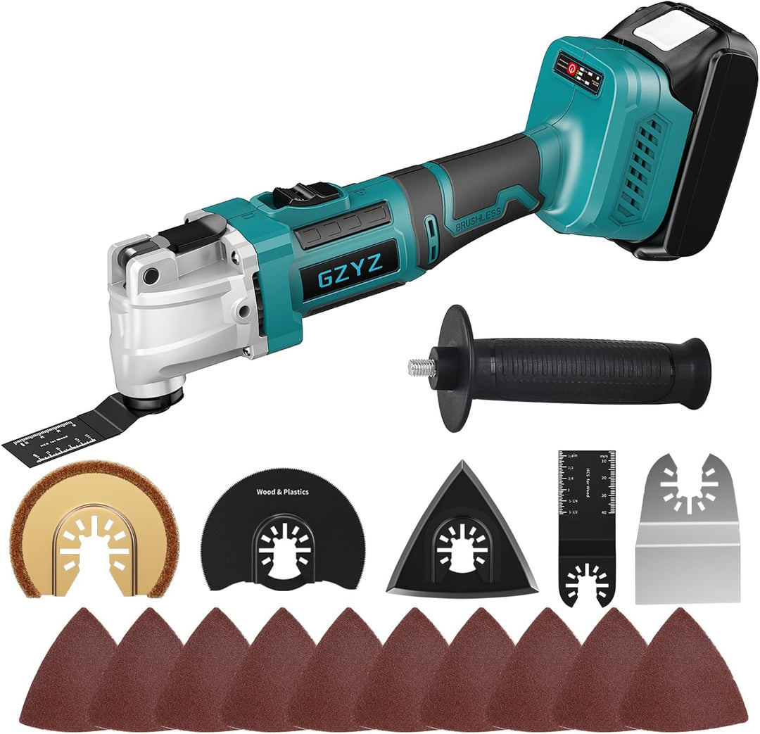 Akku Multifunktionswerkzeug Kompatibel mit Makita Akku 18V, 6-Gang Oszillierwerkzeug mit 16 Zubehört