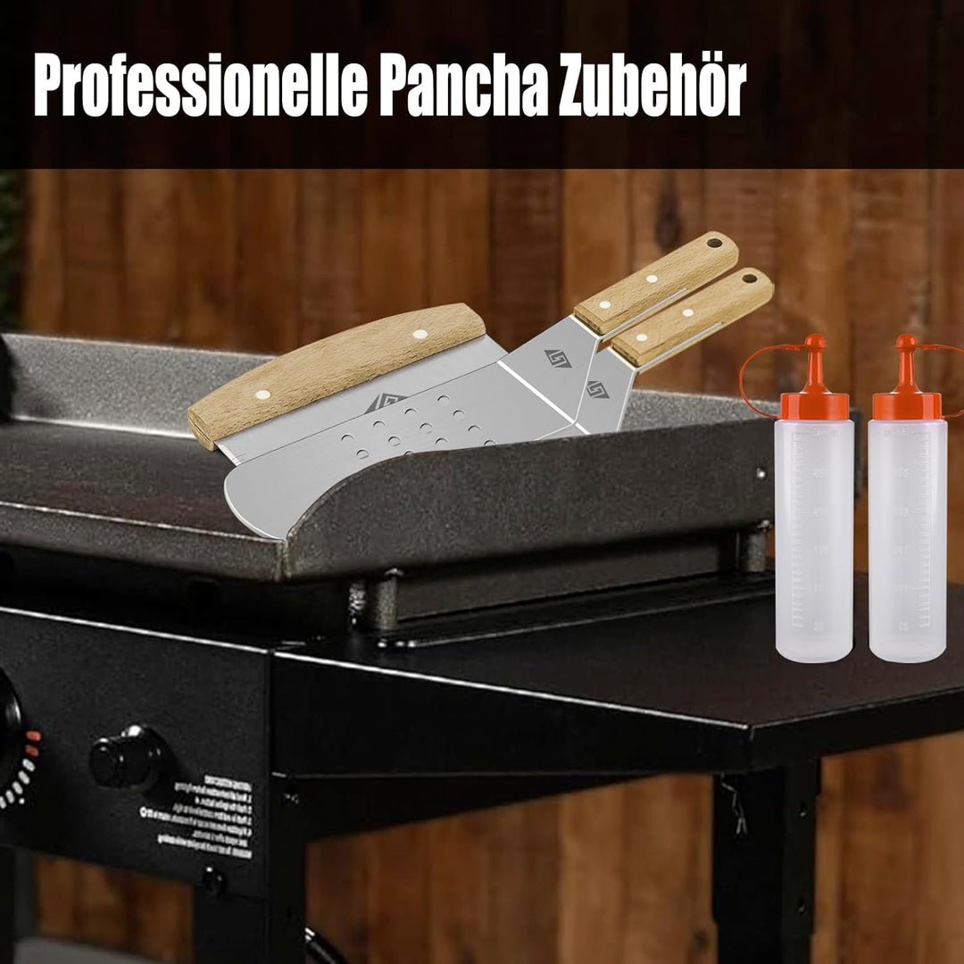 Plancha Spachtel, Plancha Grillspachtel Set, Grillbesteck-Set aus Edelstahl，Plancha Zubehör für Pla
