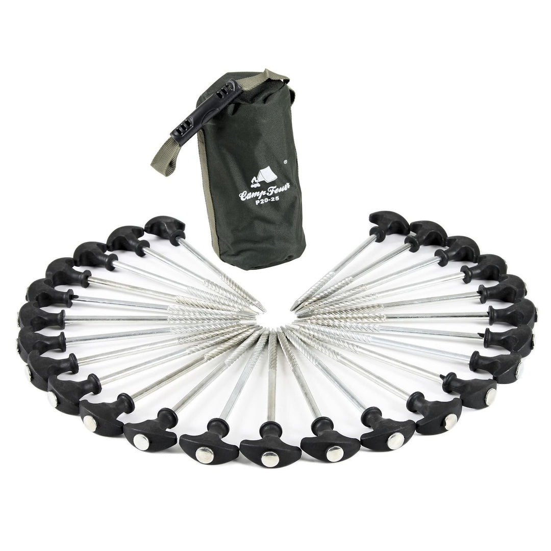 CampFeuer - T-Pegs, Heringe, Erdnägel für Campingzelt, Bivvy, Anglerzelt und Pavillon, Auswahl in Me