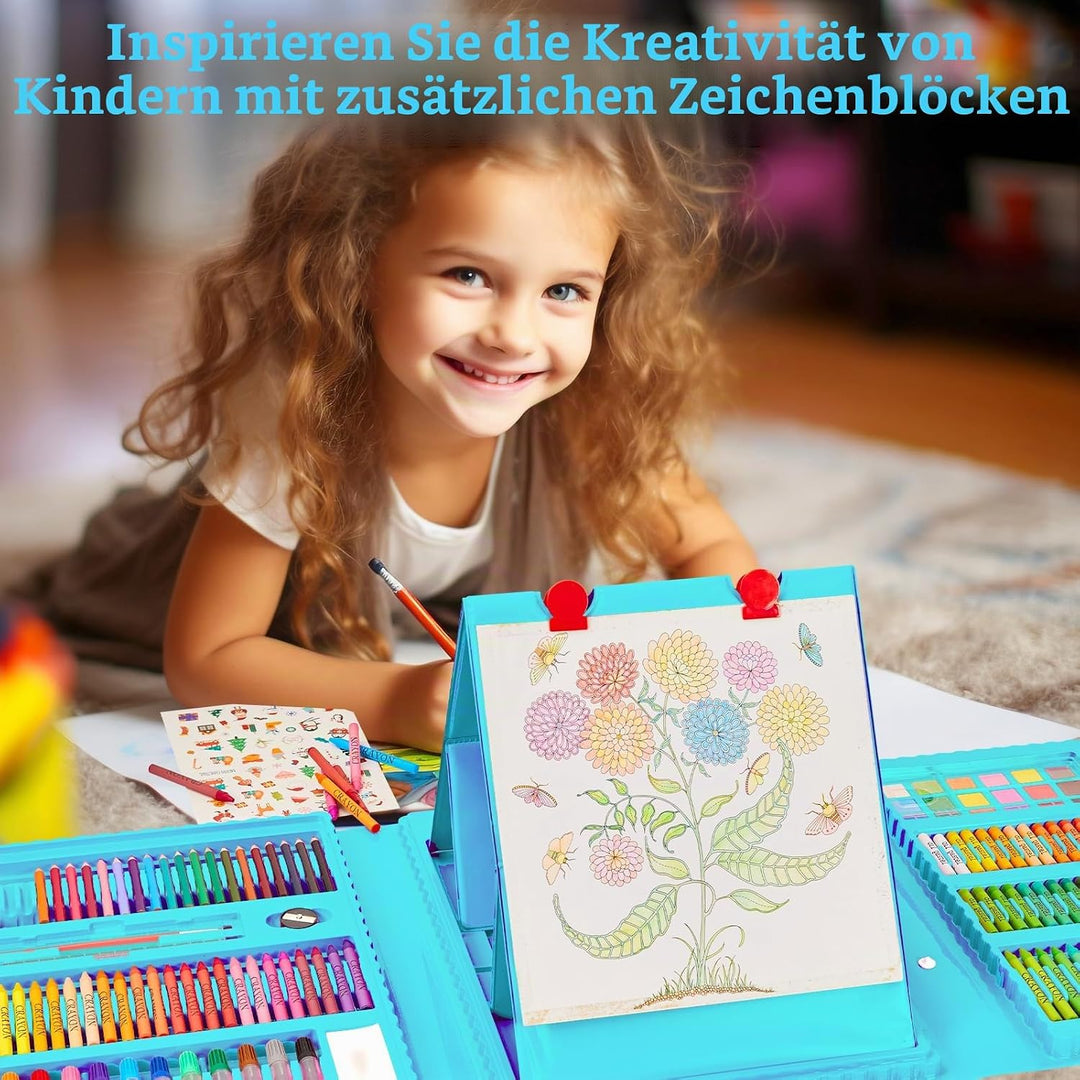 KINSPORY Premium Malkoffer Deluxe 290-teilig Malset für Kinder Anfänger Tolles Buntstifte Set, Wasse