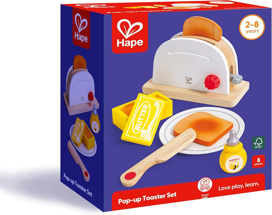 Hape Pop-up-Toaster-Set| Küchen-Fantasiespiel mit Frühstückszubehör für Kinder von Hape, Weiss Singl