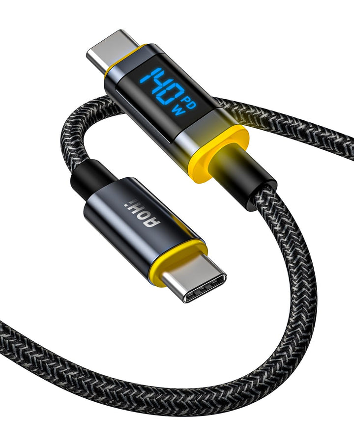 AOHI USB C auf USB C Kabel mit Display, Magline USB C Kabel Nylon 1,2m 100W, Typ C Schnellladekabel