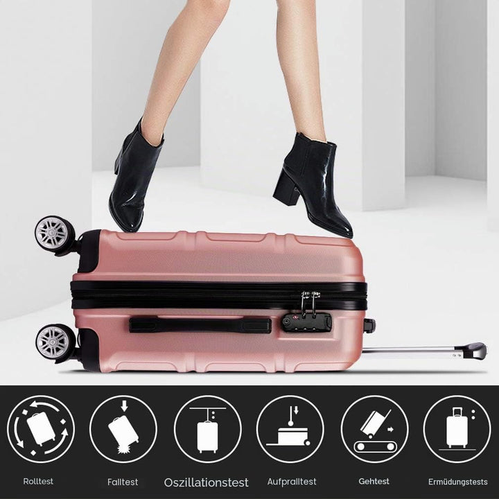 Kono ABS Kabinenkoffer, Hartschale, leicht, 55 cm, Handgepäck mit TSA-Schloss 38 l Rosegold, Rosegol