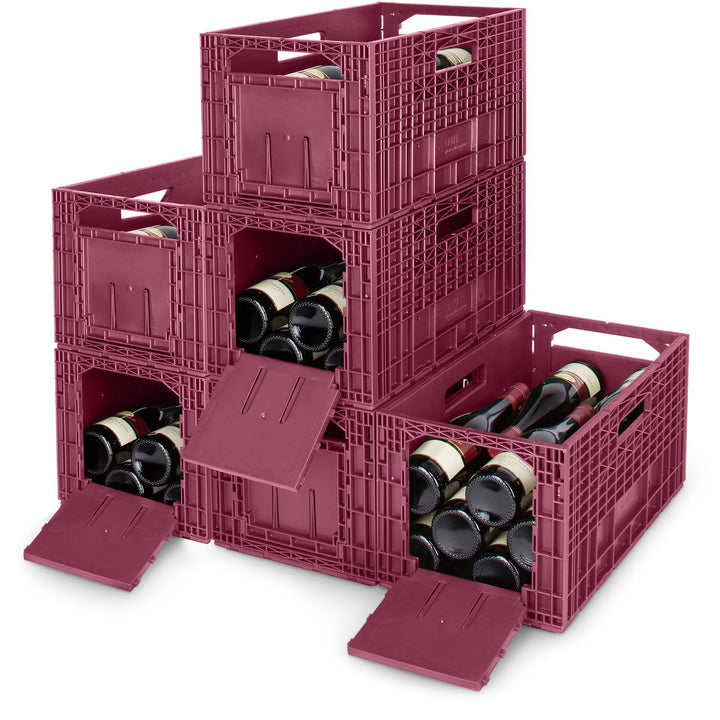 6er Set WEINBOX-Das Flexible Weinregal, Kunststoff, weinrot, 48.5x26.6x24.7 cm Weinrot 48.5x26.6x24.
