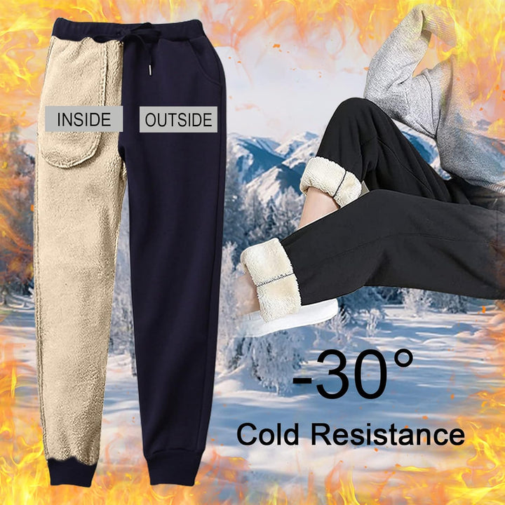 CheChury Jogginghose Damen Winter Warm Thermohose Sherpa Innenfutter Sweathose Gefüttert Sport Hosen
