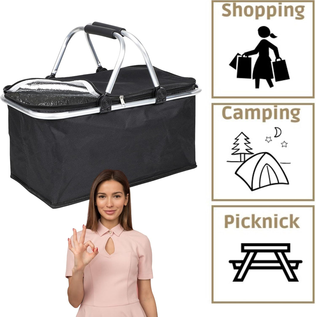 Einkaufskorb Kühlkorb 25 L Faltbarer Thermokorb Picknickkorb Korb Einkaufskörbchen Körbchen klappbar