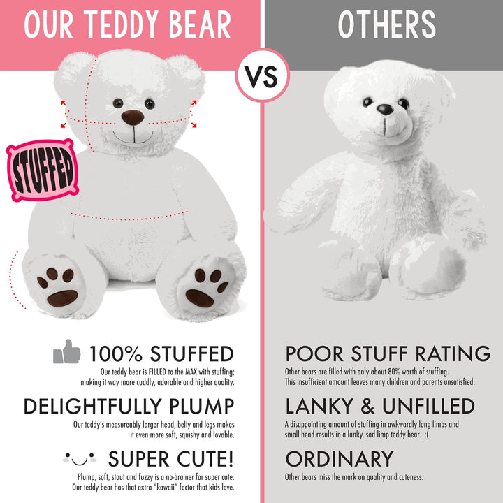LotFancy Teddybär Kuscheltier 50cm, Plüschtier Stofftier Teddy, Süsses Geschenk für Kinder Mädchen F