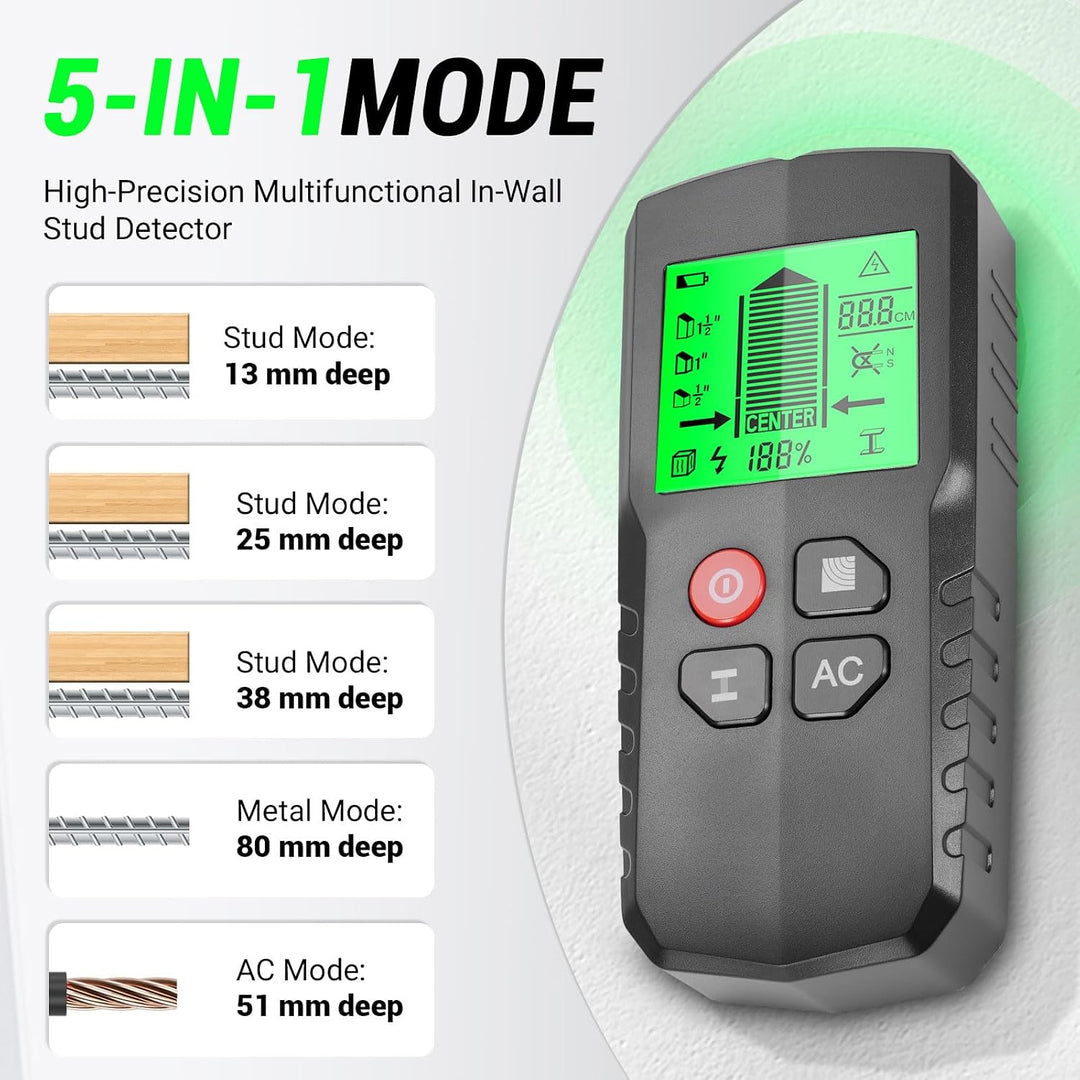 Leitungssuchgerät 5 in 1 Ortungsgerät mit Smart Chip & HD-LCD, Kabelfinder Leitungsfinder für Stroml