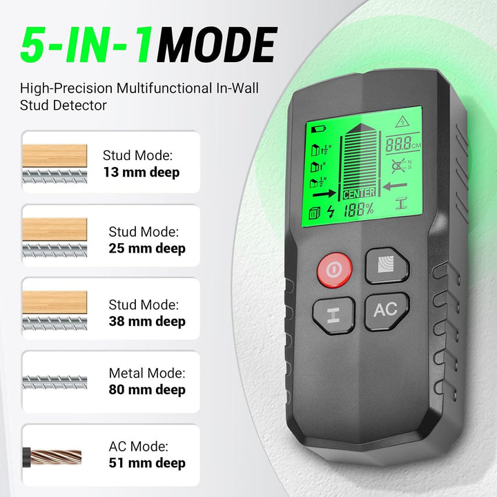 Leitungssuchgerät 5 in 1 Ortungsgerät mit Smart Chip & HD-LCD, Kabelfinder Leitungsfinder für Stroml