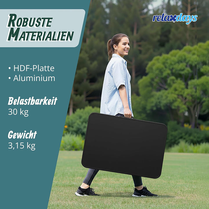 Relaxdays Campingtisch, Faltbarer Beistelltisch, HBT 68,5 x 80 x 60 cm, Camping & Picknick, Klapptis