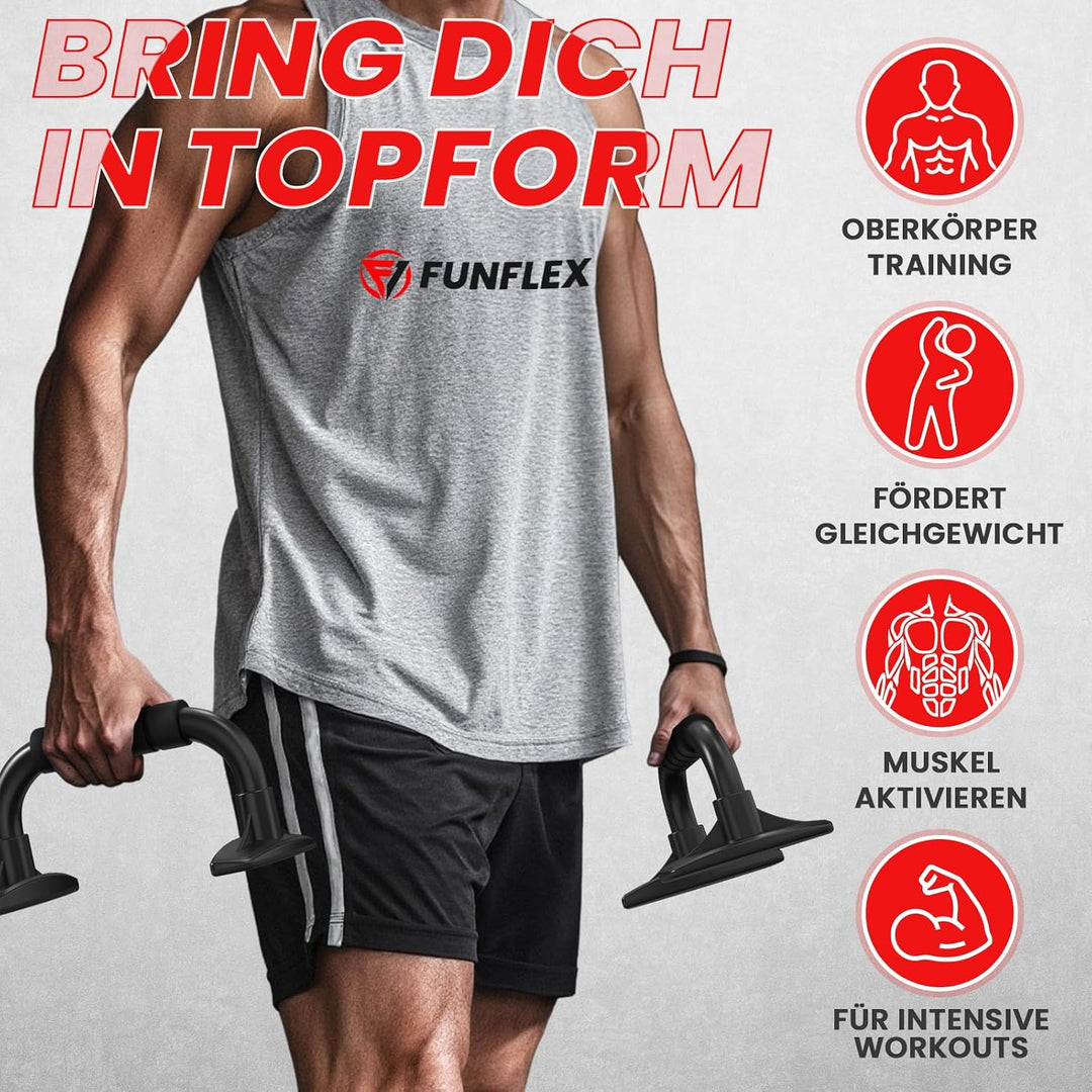 FUNFLEX Liegestützgriffe für effektives Oberkörpertraining - Push-up Bars mit rutschfestem Griff &amp; s