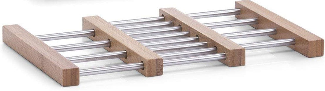 Zeller 25299 Topfuntersetzer, ausziehbar, Bamboo/Edelstahl, beige, small