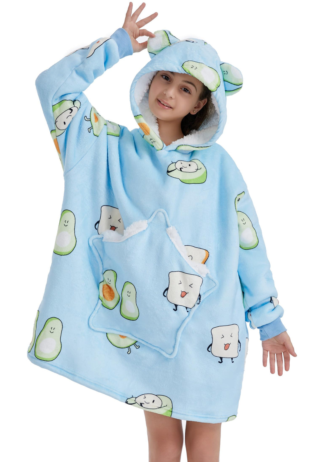 Übergrosse Hoodie Decke Kinder,Deckenpullover Hoodie Kinder mit grosser Tasche,Super Weiches Warm De