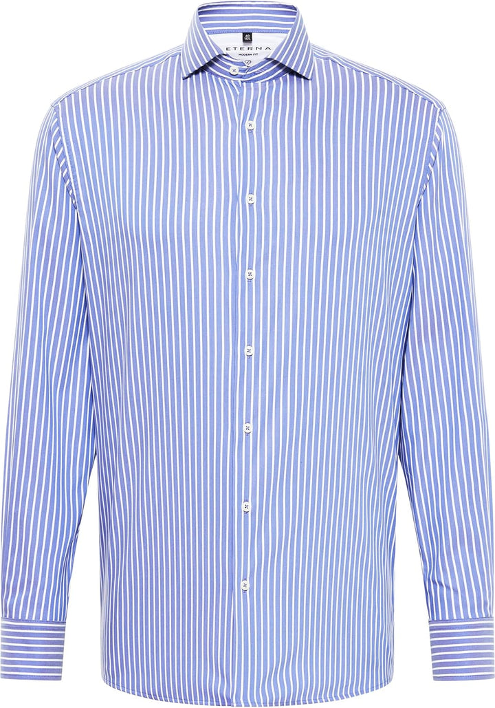 ETERNA Herren bedrucktes Baumwollhemd, Modern Fit 43 Dunkelblau, 43 Dunkelblau