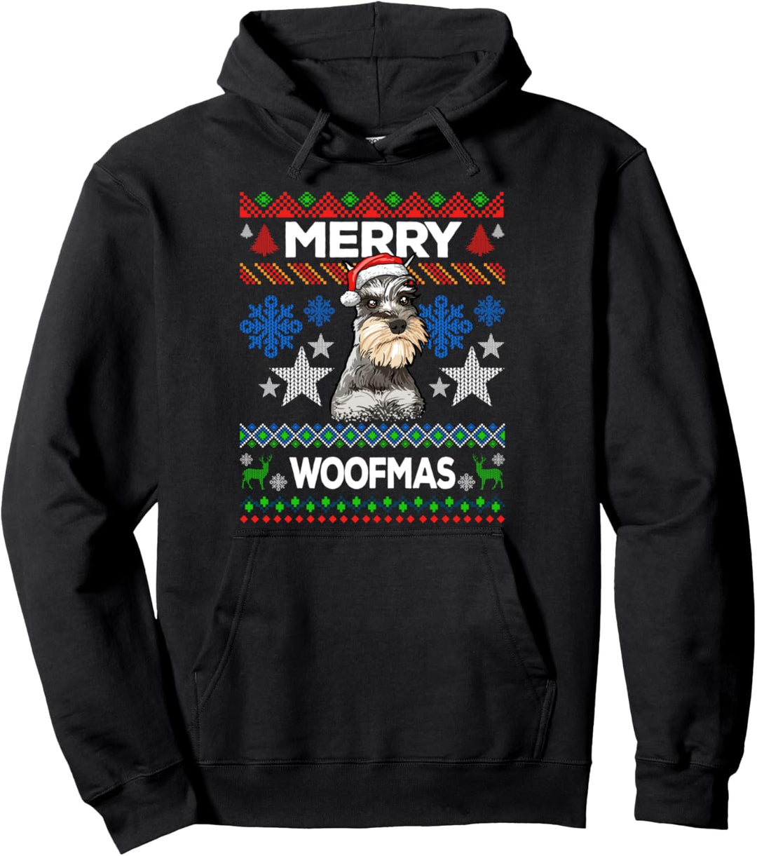 Merry Woofmas Ugly Sweater Weihnachten Schnauzer Hunde Pullover Hoodie