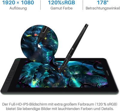 HUION Kamvas 13 Grafik-Zeichentablett-Monitor,13,3-Zoll-Unterstützung für Stiftanzeigen Voll ausgest