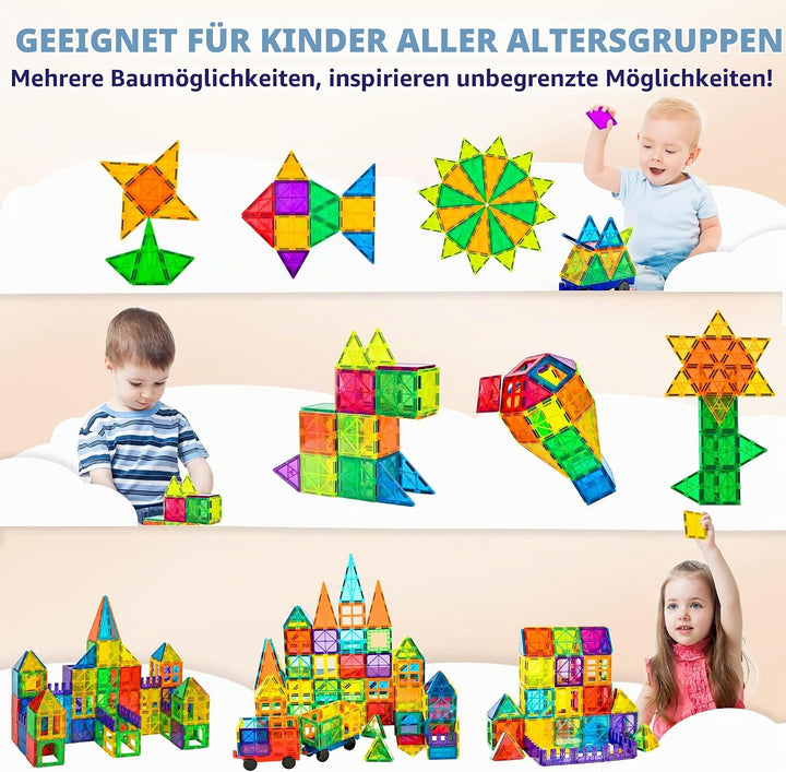 cossy Magnetische Bausteine 60 Teile,Magnetspiel für Kinder,Magnetbausteine für Jungen und Mädchen,M