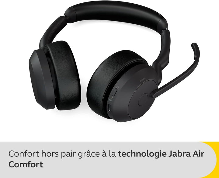 Jabra Evolve2 55 - schnurloses Stereo-Headset mit Ladestation Air Comfort - Mikrofone mit Geräuschun