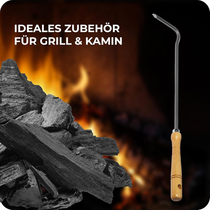2x Feuerhaken mit Holzgriff Schüreisen Schürhaken Glutkratzer Kaminzubehör Kaminbesteck Stocheisen A
