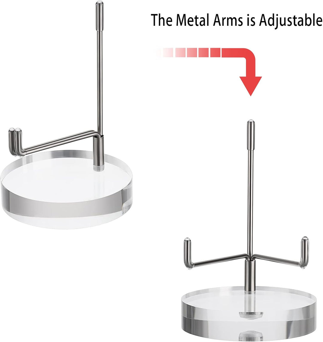 BTSKY Mittelgrosse verstellbare silberne Metallarm-Staffelei mit rundem Acrylsockel, Display-Halter