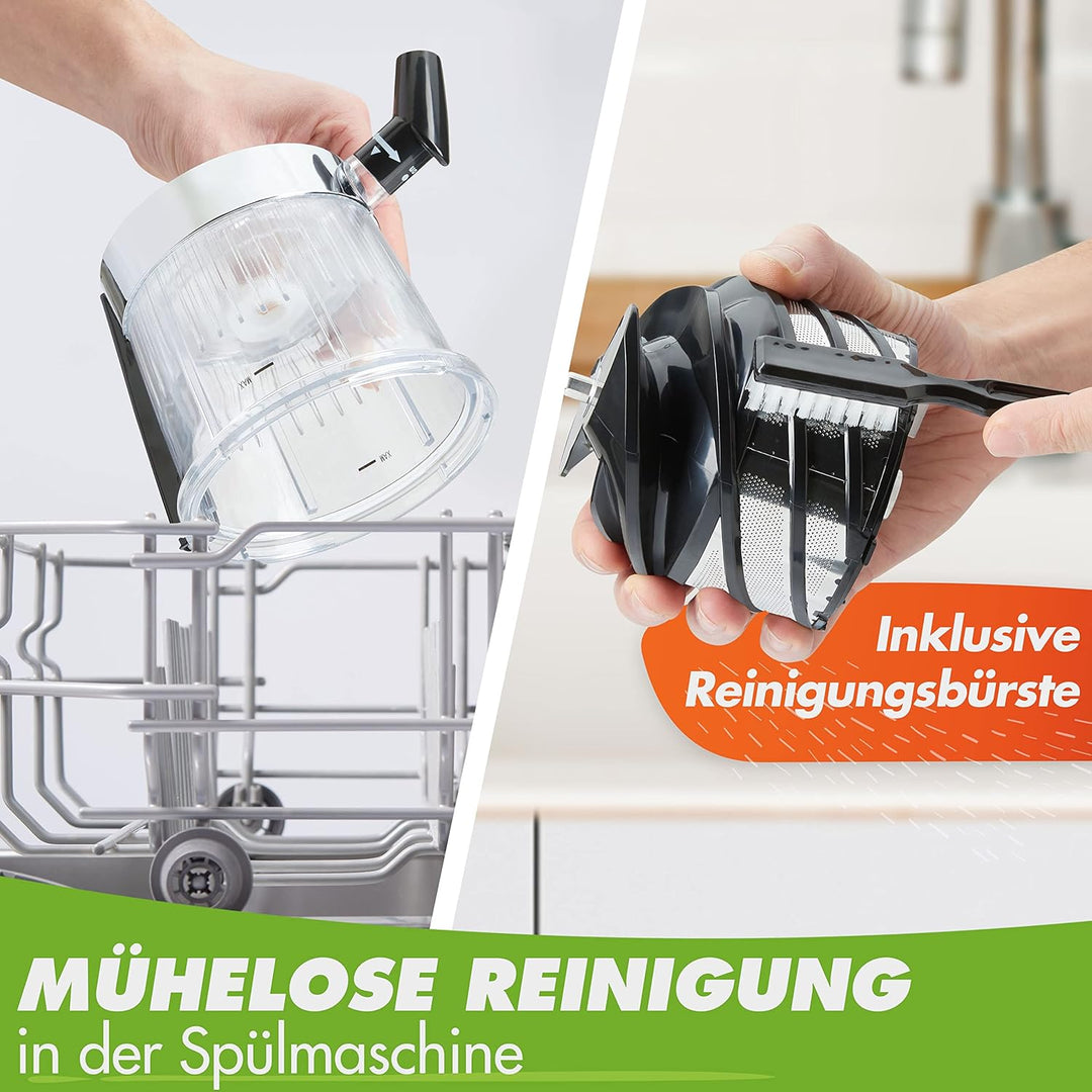 NUTRI-PRESS Slow Juicer Entsafter - BPA-frei | Elektrische Obst & Gemüse Saftpresse | BPA-Frei | Ger