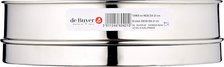 DeBuyer 4604.21 Mehlsieb, Edelstahl, Silber, 22,2 x 21,6 x 6,8 cm