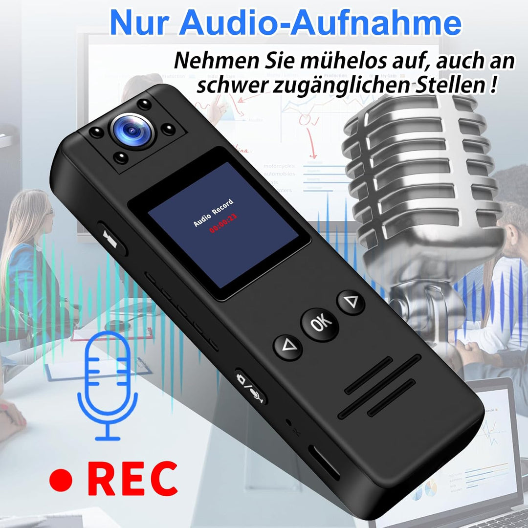TANGMI Bodycam, 180° Drehbares Objektiv 1080P HD Video & Audio Kleine Kamera, 120° Weitwinkel & Auto