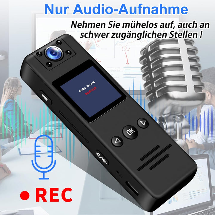TANGMI Bodycam, 180° Drehbares Objektiv 1080P HD Video & Audio Kleine Kamera, 120° Weitwinkel & Auto