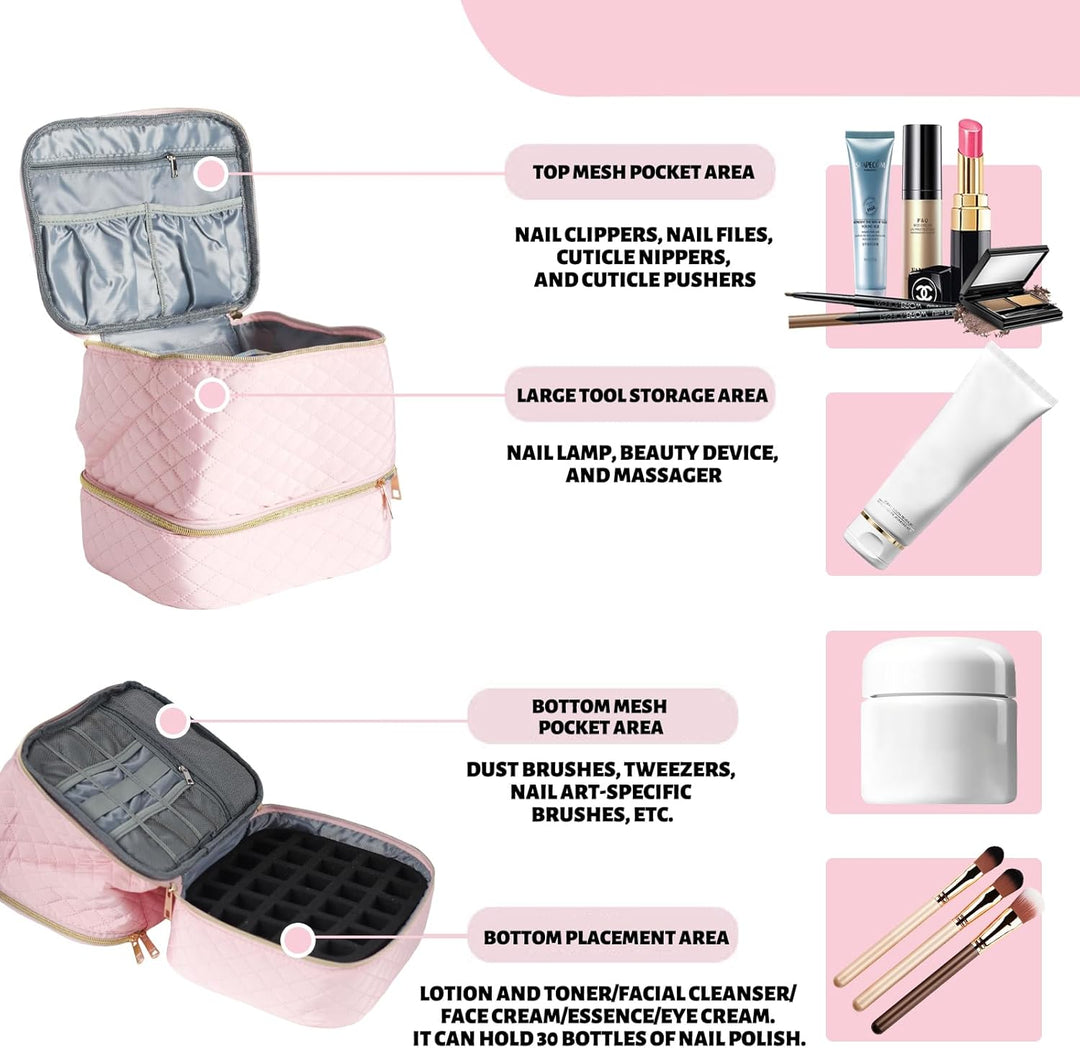 Nagellack Aufbewahrung Nagelkoffer Doppelschicht Tragbarer Nail Polish Organizer Nagellack Tasche fü