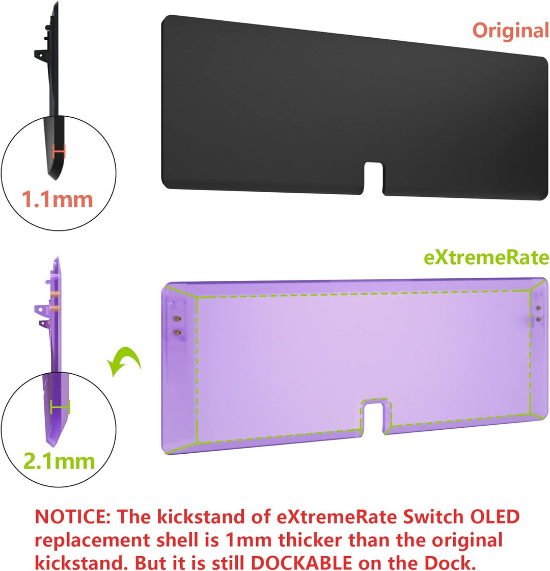 eXtremeRate Rückeite Konsole Gehäuse für Switch OLED, DIY-Ersatz Hülle Rückgehäuse mit Kickstand Ers