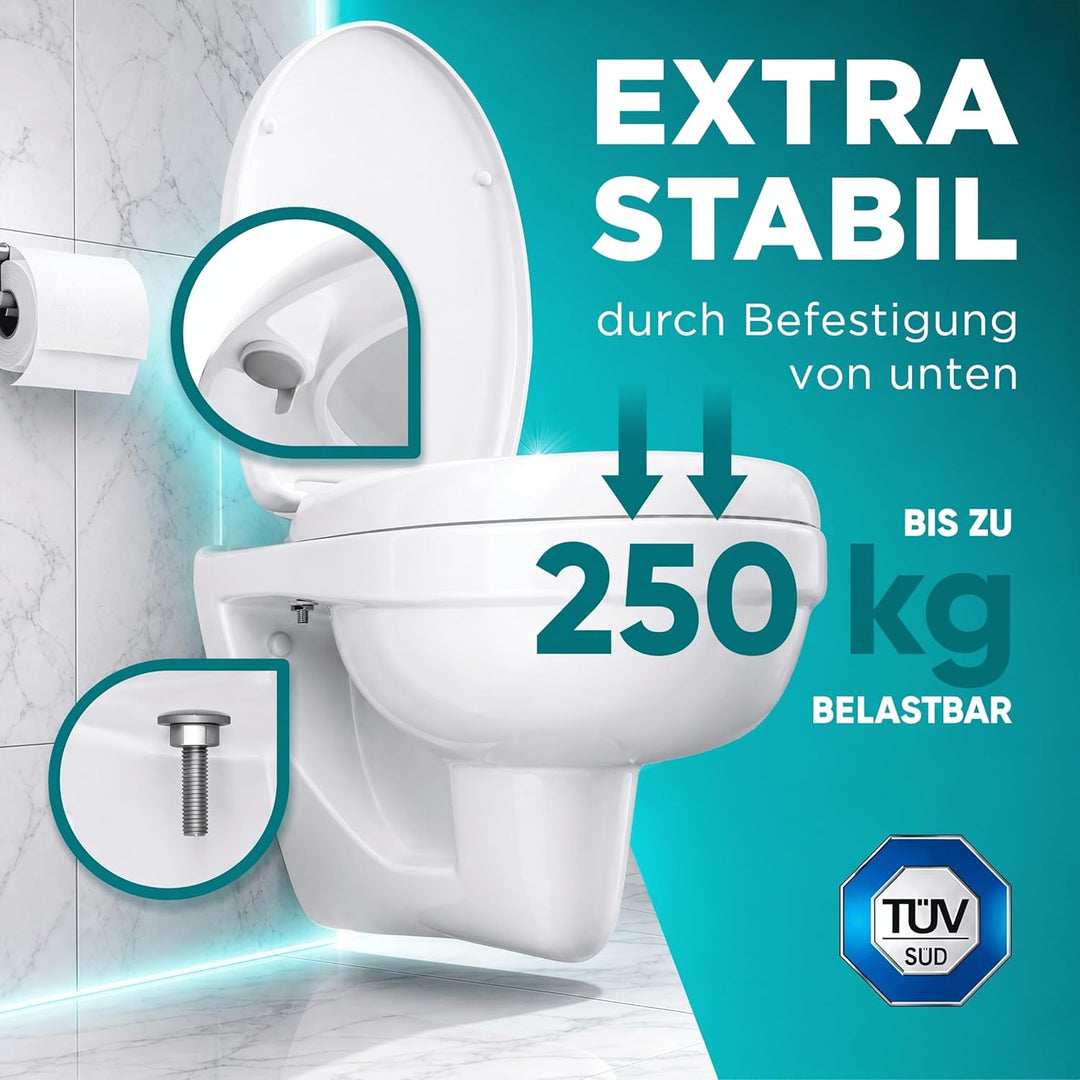 WC Sitzerhöhung 7,5cm inkl. Absenkautomatik für bequemes Sitzen & Aufstehen | Erhöhter Toilettensitz