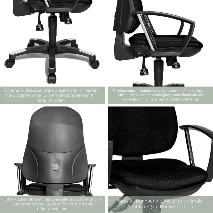 Topstar 9020AG20, Trend SY 10, Bürostuhl, Schreibtischstuhl, ergonomisch, mit Armlehnen, Bezugsstoff