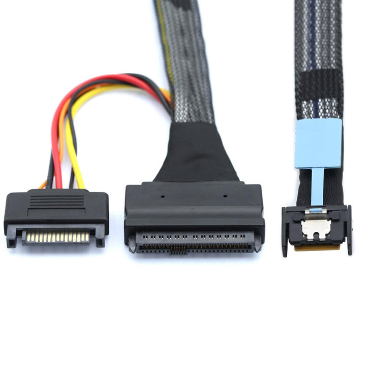 xiwai PCIe 5.0 MCIO 4X Mini Cool Edge IO auf U.2 SFF-8639 NVME PCI-Express mit 15P Sata Stromkabel f