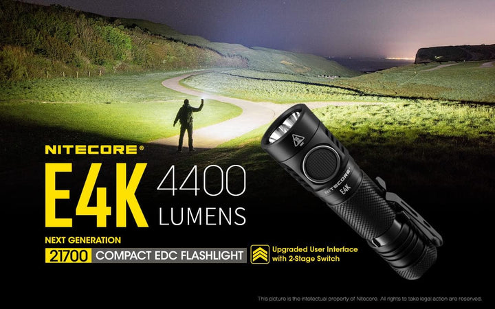 NITECORE E4K - 4400 Lumen, Akku über USB ladbar