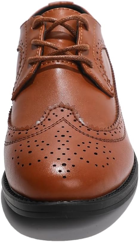 PPXID Jungen Schnürhalbschuhe Schule Oxfords Uniform Hochzeit Anzugschuhe 27 EU Braun B, 27 EU Braun