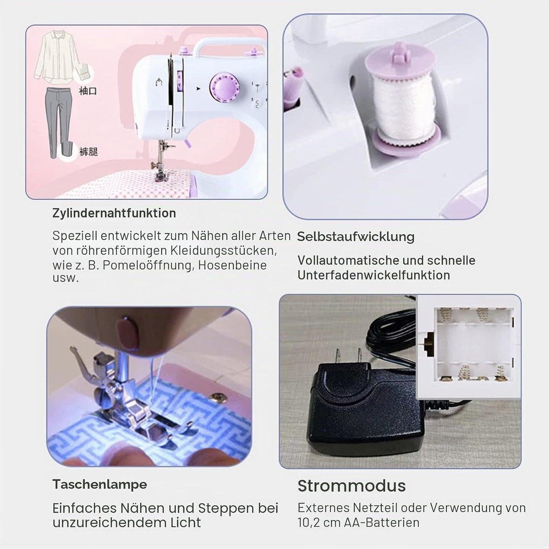 LetCart 505 Tragbare Nähmaschine, Kleine Nähmaschine Elektro Nähmaschine Haushaltsnähmaschinen Set f