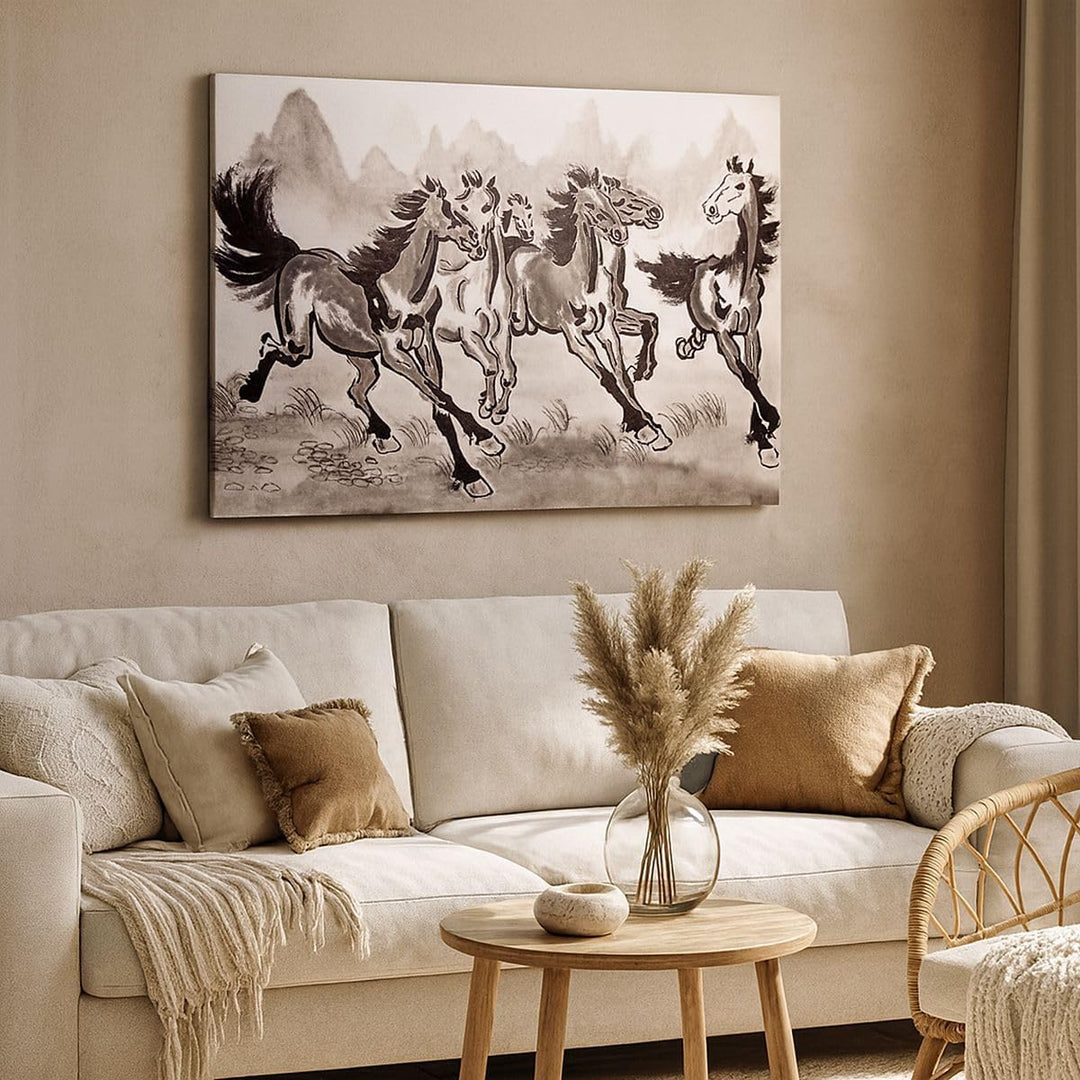 ARTTOR Bilder auf Leinwand 100x70cm Leinwandbild Pferd Abbildung Natur Gross Wanddeko Bild Schlafzim