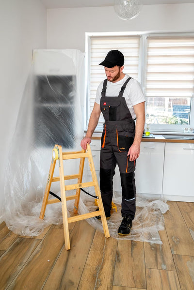 DRABEST - Holzleiter - für Malerarbeiten - 2X 3 Sprossen - m lang - bis 150 kg - Arbeitshöhe 0,95 m