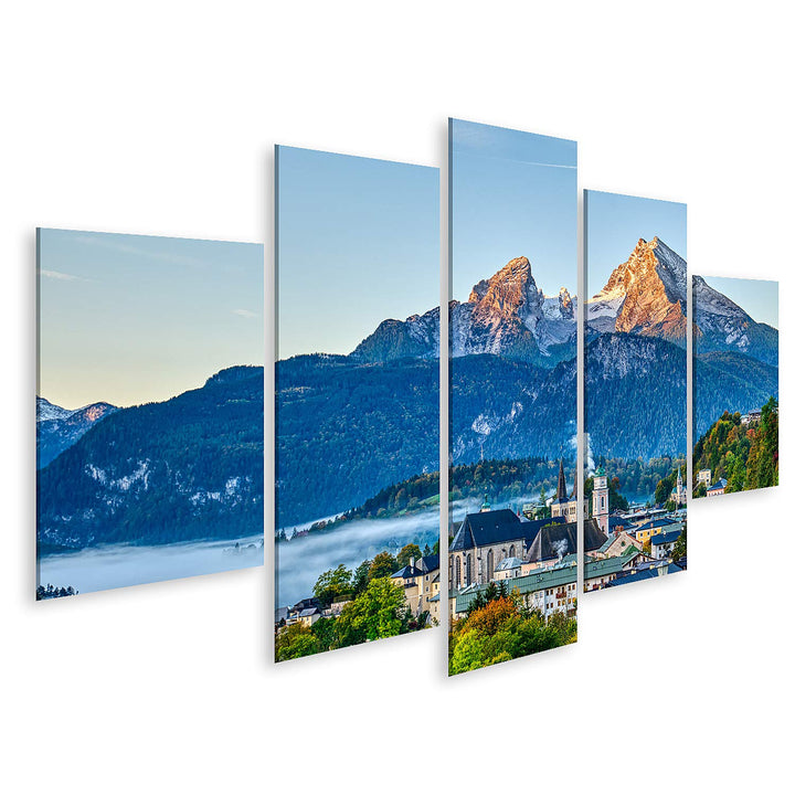 islandburner Bild auf Leinwand Berg Watzmann Stadt Berchtesgaden Bayerische Alpen Bilder Wandbilder