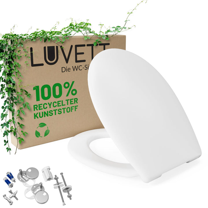 LUVETT® Recycling WC-Sitz R700 Öko oval mit Absenkautomatik, Abnahmefunktion und 3 Montage-Varianten