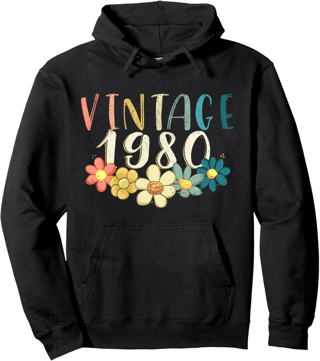 1980 41. Geburtstag Geschenk Retro Blume 41 Jahre alt Pullover Hoodie