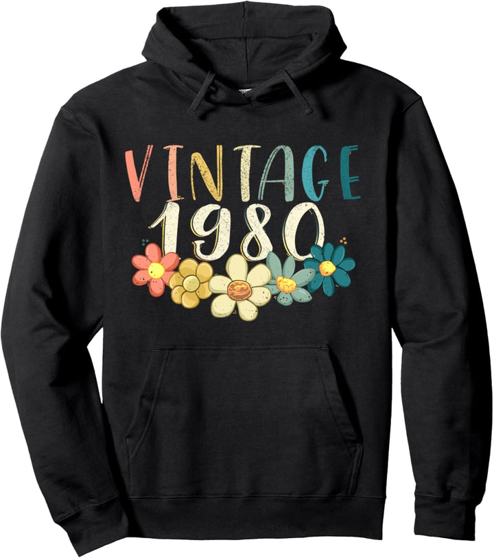 1980 41. Geburtstag Geschenk Retro Blume 41 Jahre alt Pullover Hoodie