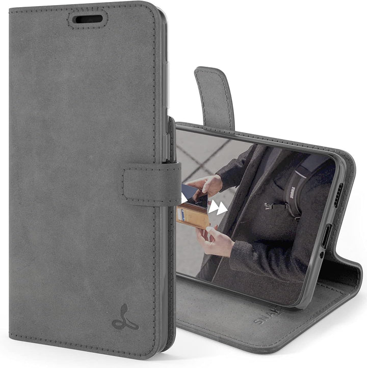 Snakehive Galaxy S21 Plus 5G Hülle Leder | Stylische Handyhülle mit Kartenhalter & Standfuss | Handy