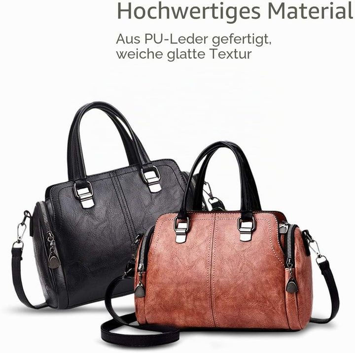 NICOLE&DORIS Damen Mode Taschen mit hohem Tragegriff Retro Handtaschen Schultertasche Umhängetasche