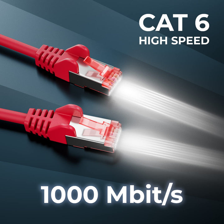 deleyCON 50m CAT6 Patchkabel S/FTP PIMF Schirmung CAT-6 RJ45 Netzwerkkabel Ethernetkabel LAN DSL Swi