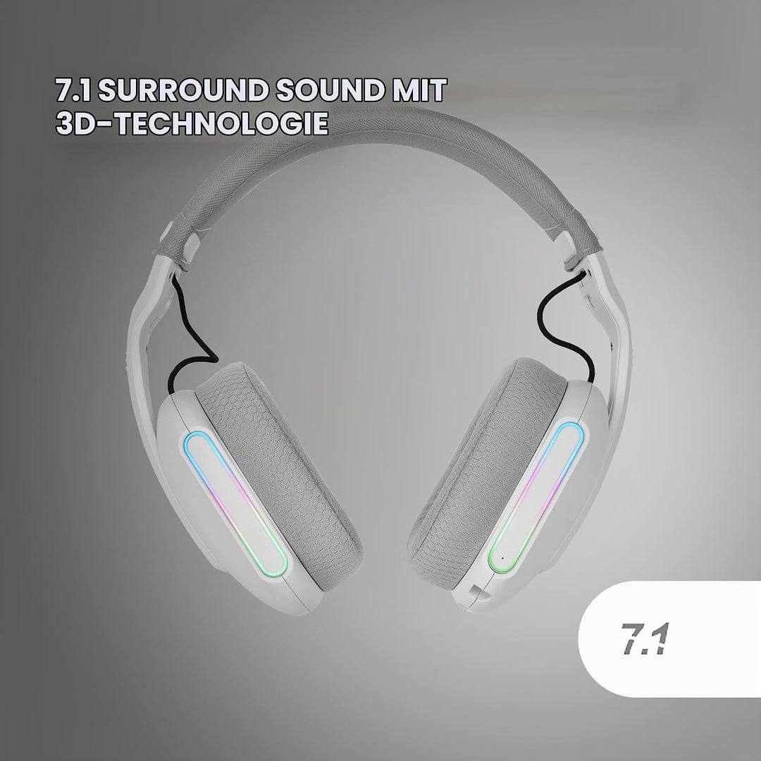 Mars Gaming MHW-PRO, Kabelloses Gaming-Headset ARGB Flow, 3D Surround Sound 7.1, Bluetooth 5.3 + 2.4