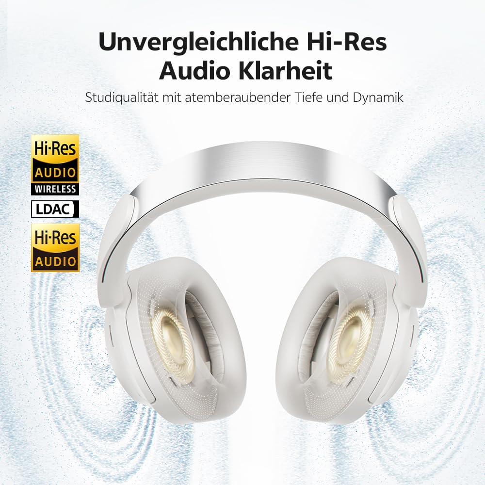 QCY H3S Over Ear Bluetooth Kopfhörer,Hybrid Aktive Noise Cancelling,Hi-Res Audio,LDAC,ultraleichtem